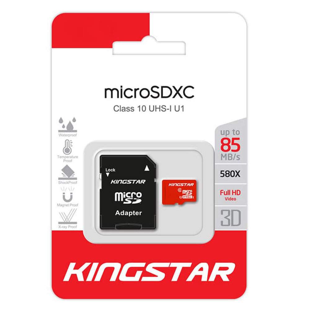 کارت حافظه microSDHC کینگ استار  128 گیگابایت  کلاس 10 استاندارد UHS-I U1 سرعت 85MBps با آداپتور